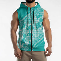 Hawaii Breadfruit Palaka Sleeveless Zip Hoodie Polu Opal Maile Lei LT9 - Polynesian Pride