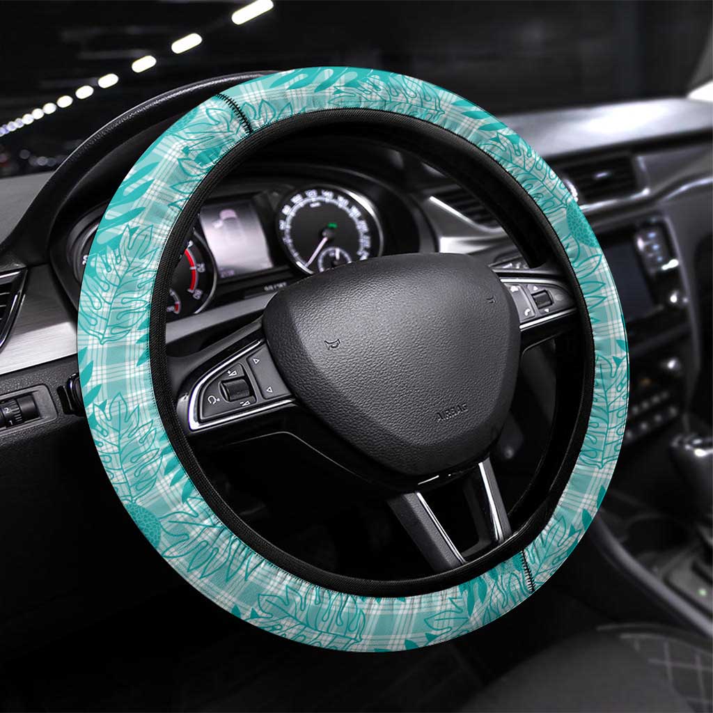 Hawaii Breadfruit Palaka Steering Wheel Cover Polu Opal Maile Lei - Polynesian Pride