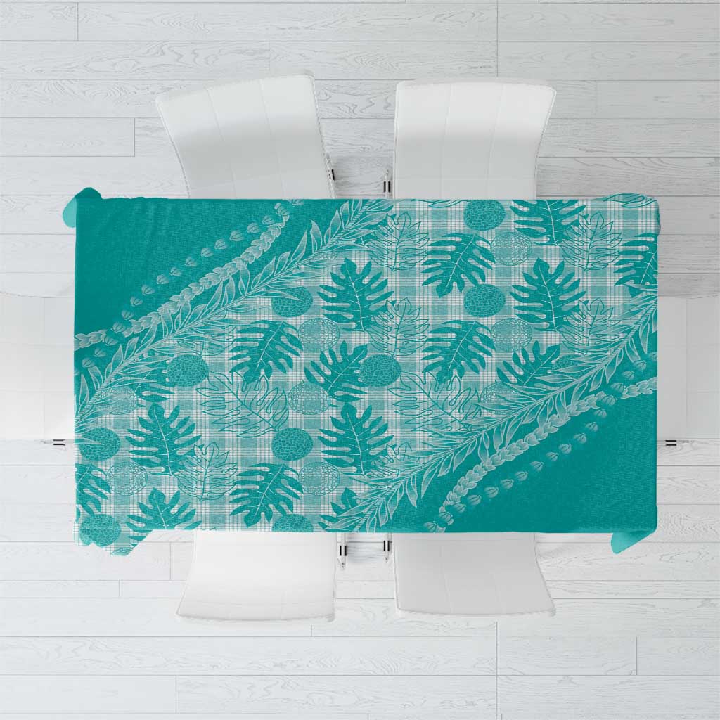 Hawaii Breadfruit Palaka Tablecloth Polu Opal Maile Lei LT9 Turquoise - Polynesian Pride