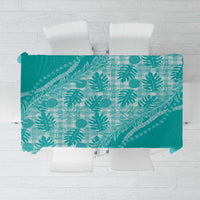 Hawaii Breadfruit Palaka Tablecloth Polu Opal Maile Lei LT9 Turquoise - Polynesian Pride