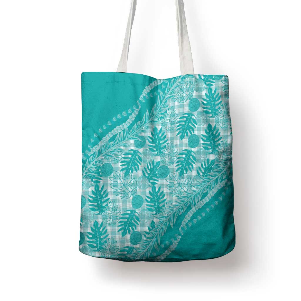 Hawaii Breadfruit Palaka Tote Bag Polu Opal Maile Lei - Polynesian Pride