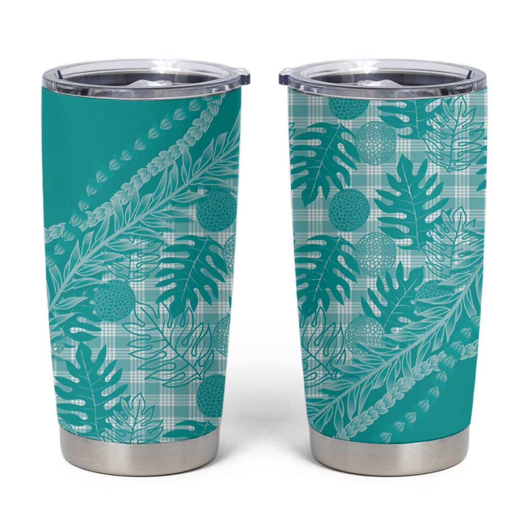 Hawaii Breadfruit Palaka Tumbler Cup Polu Opal Maile Lei - Polynesian Pride