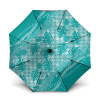 Hawaii Breadfruit Palaka Umbrella Polu Opal Maile Lei LT9 One Size Folded 11.42 inch Opened Diameter 37.4 inch Turquoise - Polynesian Pride