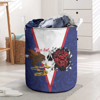American Samoa Heart Tribal Personalized Laundry Basket Polynesian Patterns LT9 Blue - Polynesian Pride