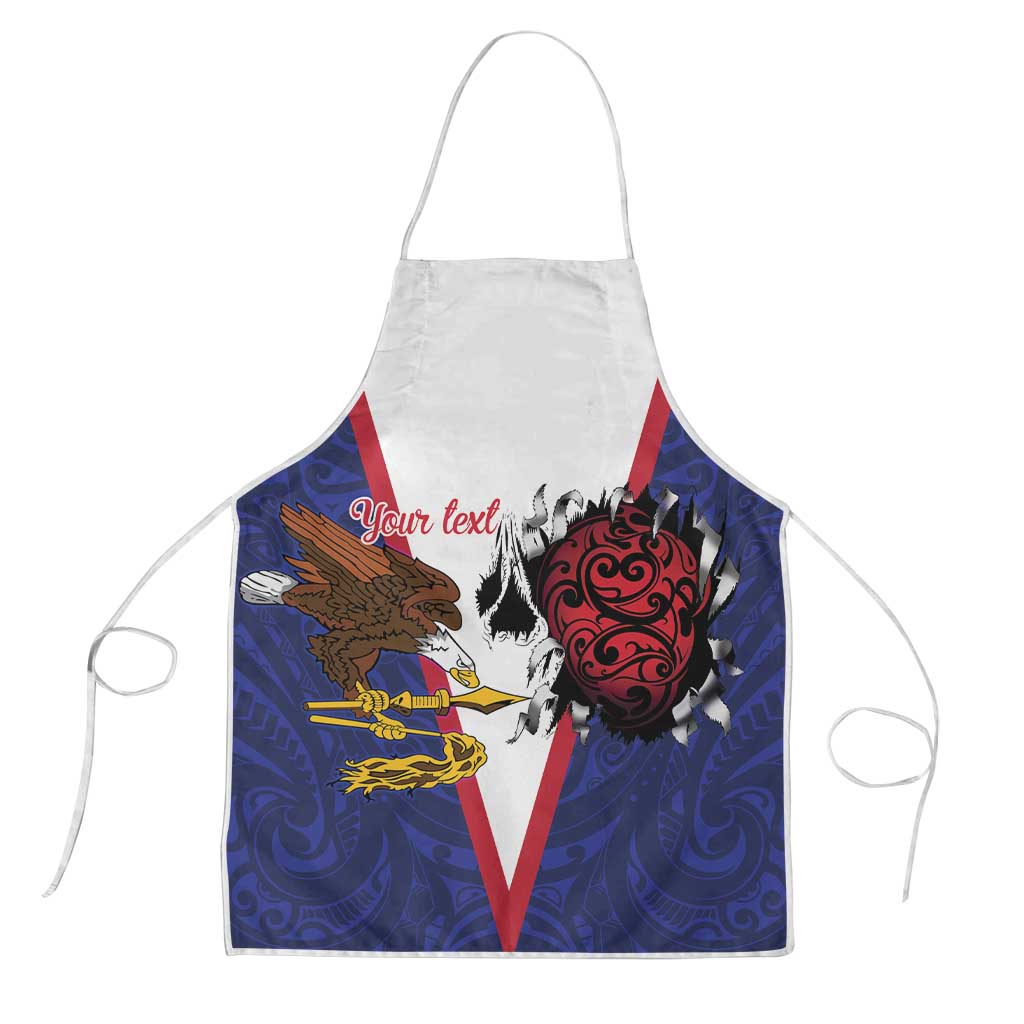 American Samoa Heart Tribal Personalized Apron Polynesian Patterns LT9 Blue - Polynesian Pride