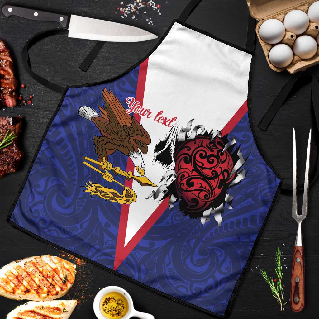American Samoa Heart Tribal Personalized Apron Polynesian Patterns LT9 Blue - Polynesian Pride