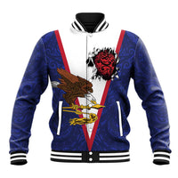 American Samoa Heart Tribal Personalized Baseball Jacket Polynesian Patterns LT9 Unisex Blue - Polynesian Pride
