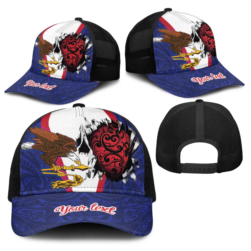 American Samoa Heart Tribal Personalized Baseball Net Cap Polynesian Patterns LT9 - Polynesian Pride