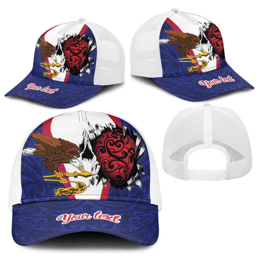 American Samoa Heart Tribal Personalized Baseball Net Cap Polynesian Patterns LT9 - Polynesian Pride
