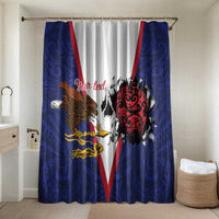 American Samoa Heart Tribal Personalized Bathroom Set Polynesian Patterns LT9 Shower Curtain Only Blue - Polynesian Pride