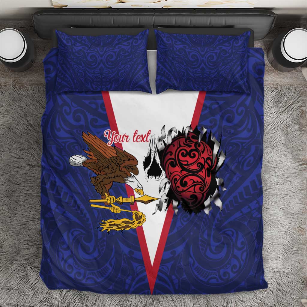 American Samoa Heart Tribal Personalized Bedding Set Polynesian Patterns LT9 Blue - Polynesian Pride