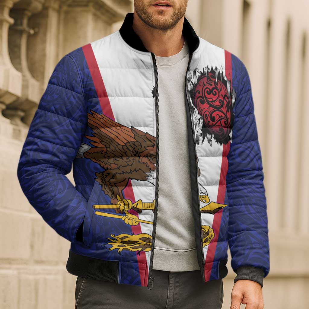 American Samoa Heart Tribal Personalized Bomber Puffer Jacket Polynesian Patterns LT9 - Polynesian Pride