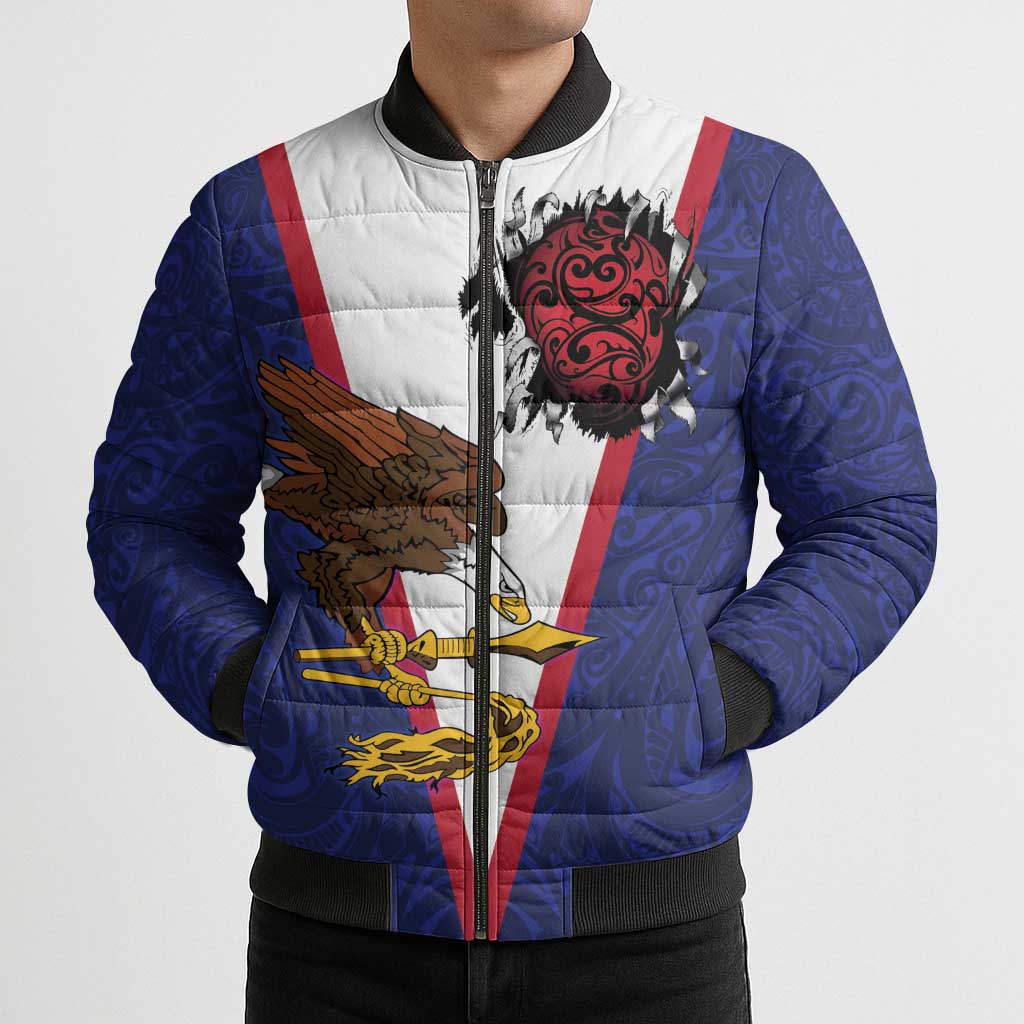 American Samoa Heart Tribal Personalized Bomber Puffer Jacket Polynesian Patterns LT9 - Polynesian Pride