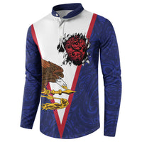 American Samoa Heart Tribal Personalized Button Sweatshirt Polynesian Patterns LT9 - Polynesian Pride