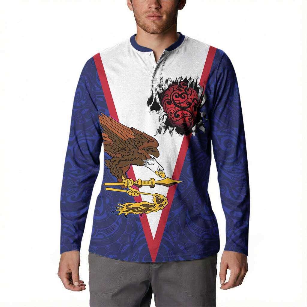 American Samoa Heart Tribal Personalized Button Sweatshirt Polynesian Patterns LT9 - Polynesian Pride