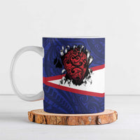 American Samoa Heart Tribal Personalized Ceramic Mug Polynesian Patterns LT9 Blue - Polynesian Pride