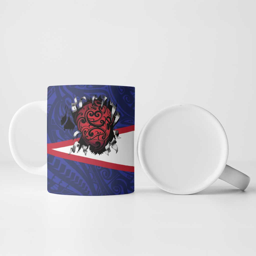 American Samoa Heart Tribal Personalized Ceramic Mug Polynesian Patterns LT9 - Polynesian Pride
