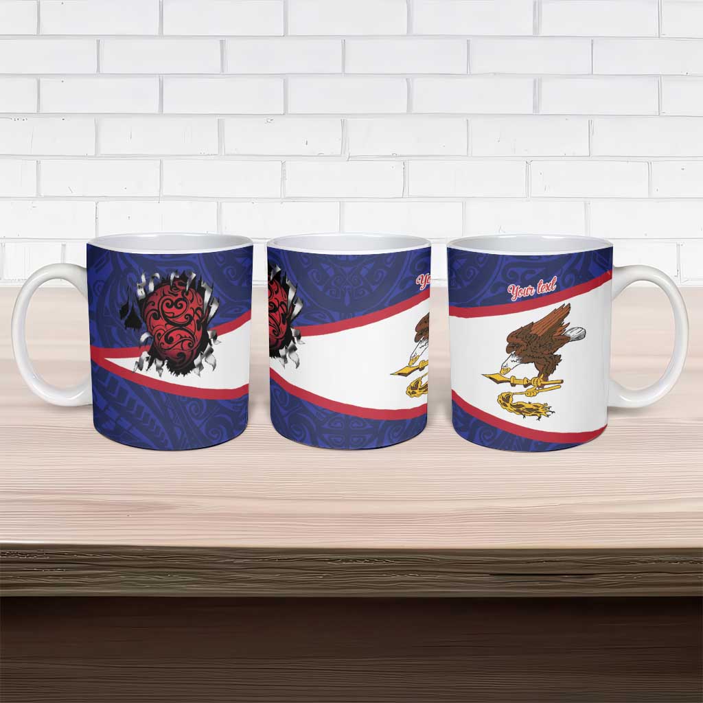 American Samoa Heart Tribal Personalized Ceramic Mug Polynesian Patterns LT9 - Polynesian Pride
