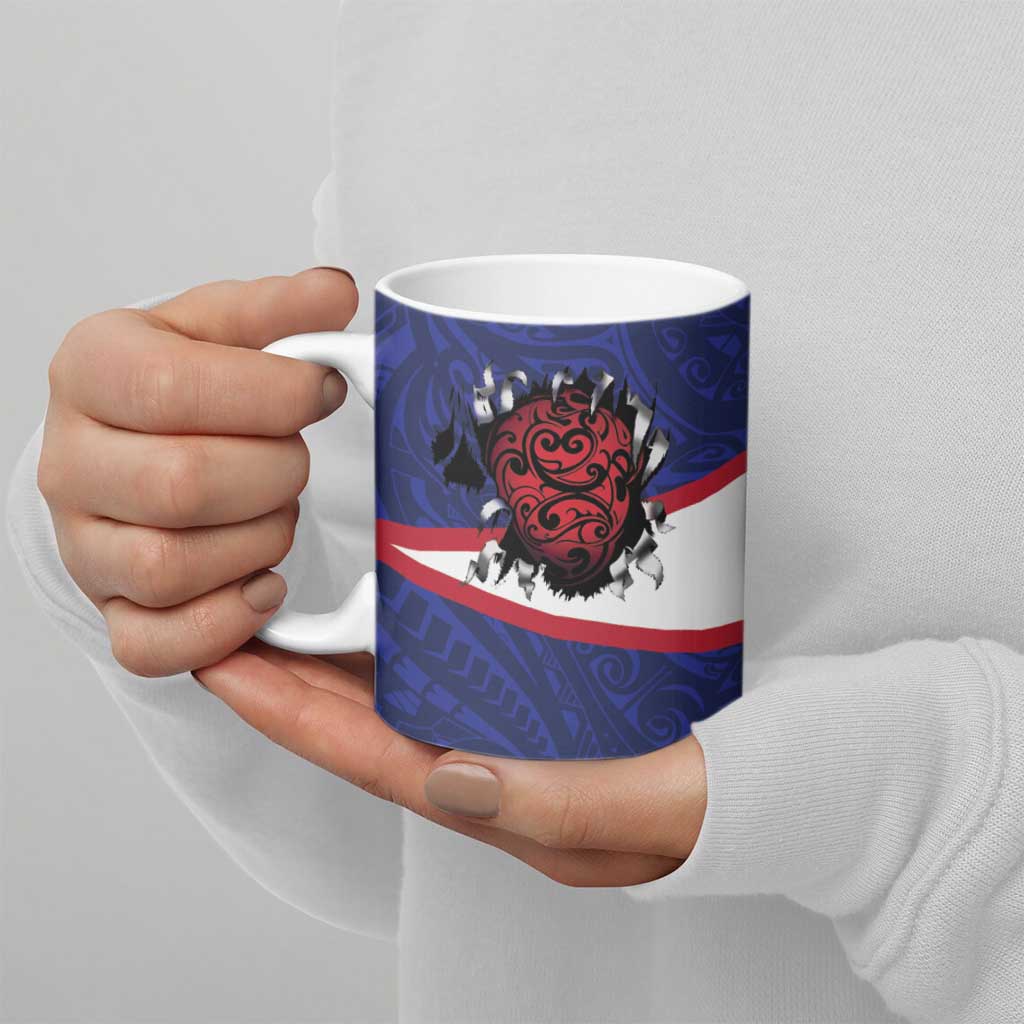 American Samoa Heart Tribal Personalized Ceramic Mug Polynesian Patterns LT9 - Polynesian Pride