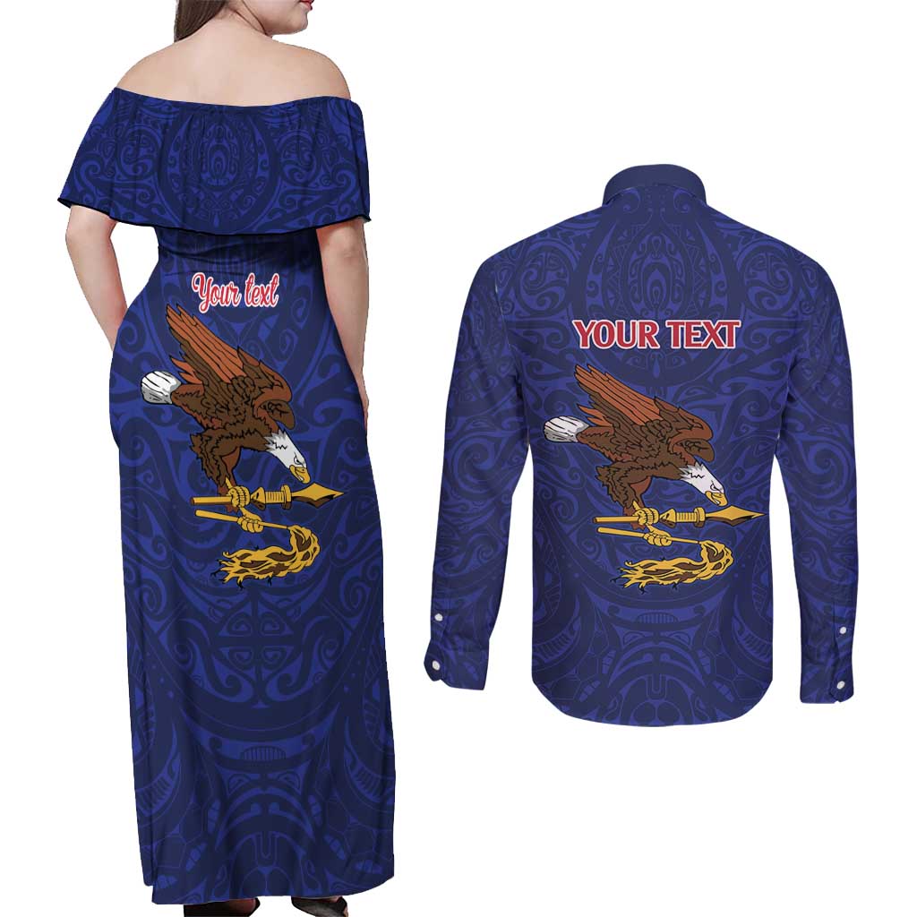 American Samoa Heart Tribal Personalized Couples Matching Off Shoulder Maxi Dress and Long Sleeve Button Shirt Polynesian Patterns LT9 - Polynesian Pride
