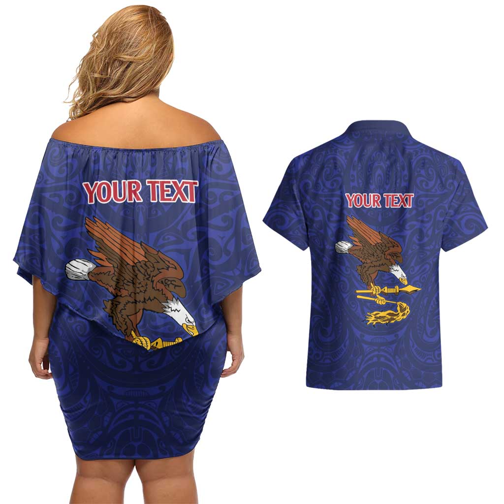 American Samoa Heart Tribal Personalized Couples Matching Off Shoulder Short Dress and Hawaiian Shirt Polynesian Patterns LT9 - Polynesian Pride