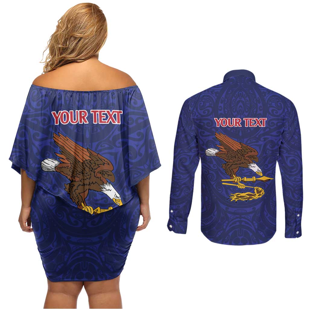 American Samoa Heart Tribal Personalized Couples Matching Off Shoulder Short Dress and Long Sleeve Button Shirt Polynesian Patterns LT9 - Polynesian Pride