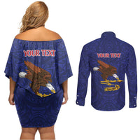 American Samoa Heart Tribal Personalized Couples Matching Off Shoulder Short Dress and Long Sleeve Button Shirt Polynesian Patterns LT9 - Polynesian Pride