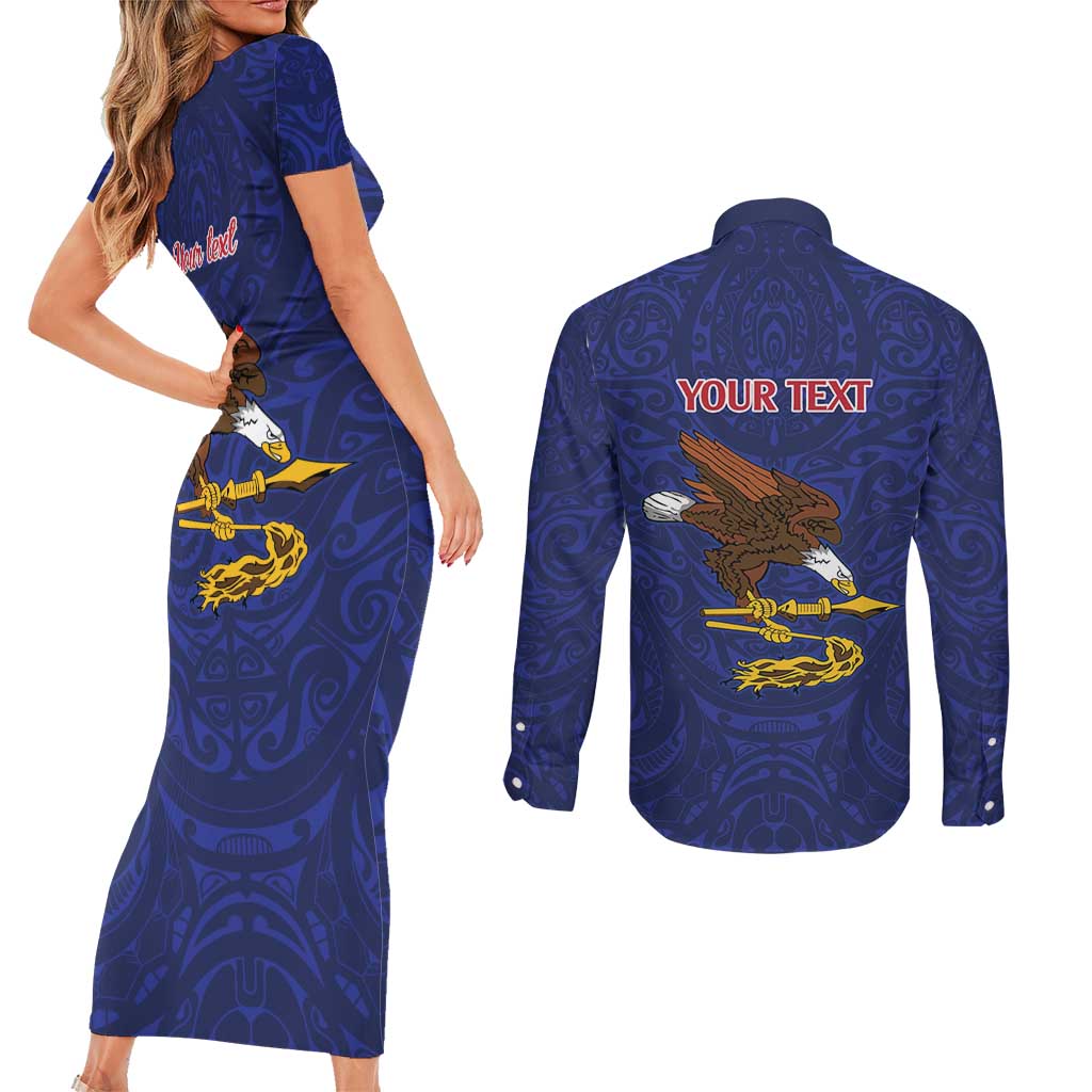 American Samoa Heart Tribal Personalized Couples Matching Short Sleeve Bodycon Dress and Long Sleeve Button Shirt Polynesian Patterns LT9 - Polynesian Pride