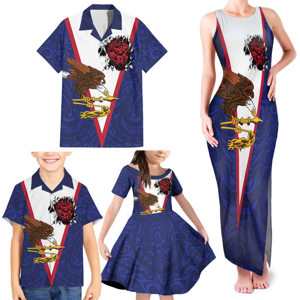 American Samoa Heart Tribal Personalized Family Matching Tank Maxi Dress and Hawaiian Shirt Polynesian Patterns