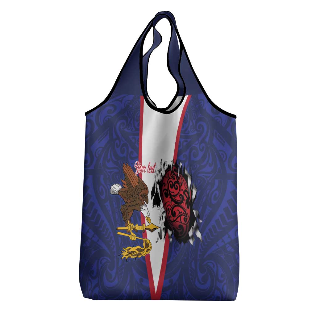 American Samoa Heart Tribal Personalized Grocery Bag Polynesian Patterns LT9 - Polynesian Pride