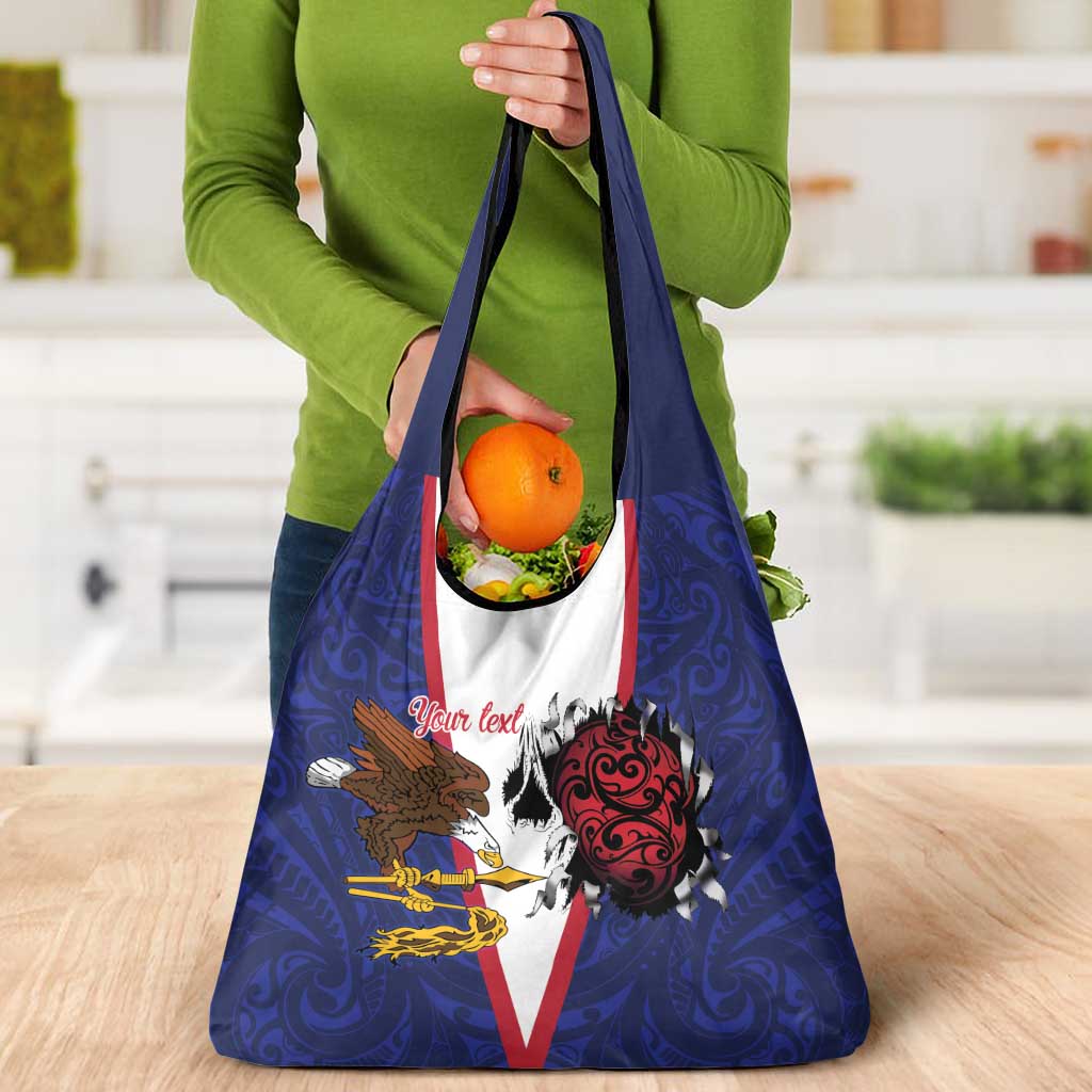 American Samoa Heart Tribal Personalized Grocery Bag Polynesian Patterns LT9 - Polynesian Pride