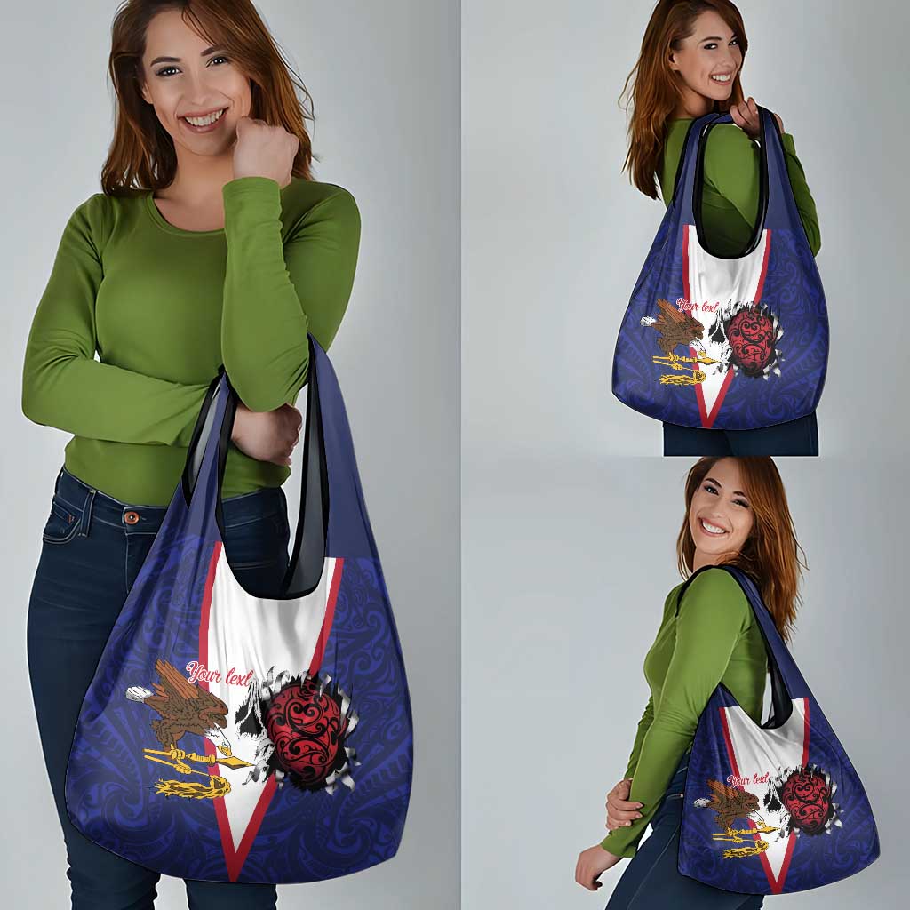 American Samoa Heart Tribal Personalized Grocery Bag Polynesian Patterns LT9 - Polynesian Pride