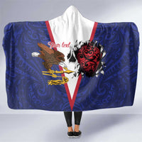 American Samoa Heart Tribal Personalized Hooded Blanket Polynesian Patterns LT9 One Size Blue - Polynesian Pride