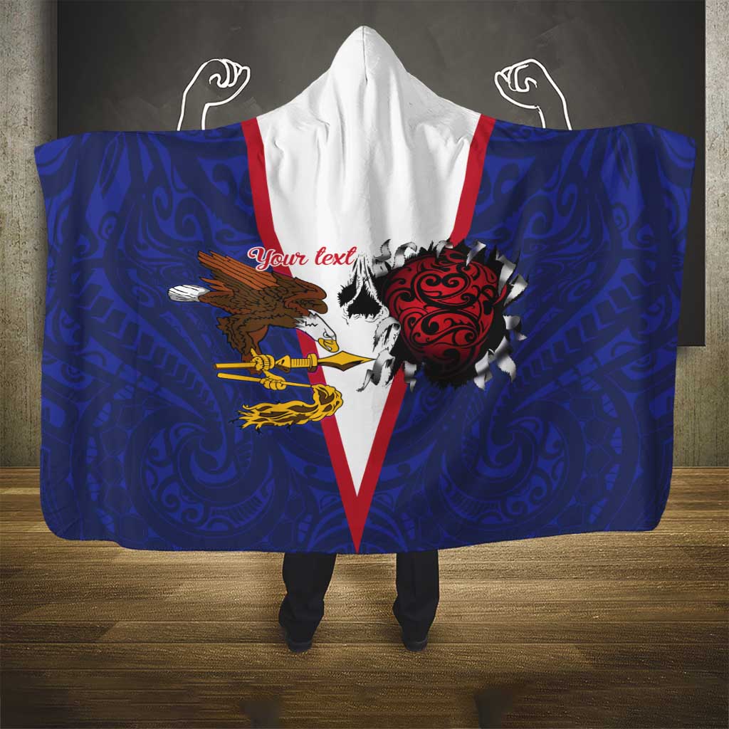 American Samoa Heart Tribal Personalized Hooded Blanket Polynesian Patterns LT9 - Polynesian Pride