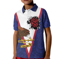 American Samoa Heart Tribal Personalized Kid Polo Shirt Polynesian Patterns LT9 Kid Blue - Polynesian Pride