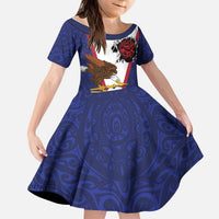 American Samoa Heart Tribal Personalized Kid Short Sleeve Dress Polynesian Patterns