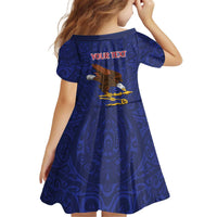 American Samoa Heart Tribal Personalized Kid Short Sleeve Dress Polynesian Patterns