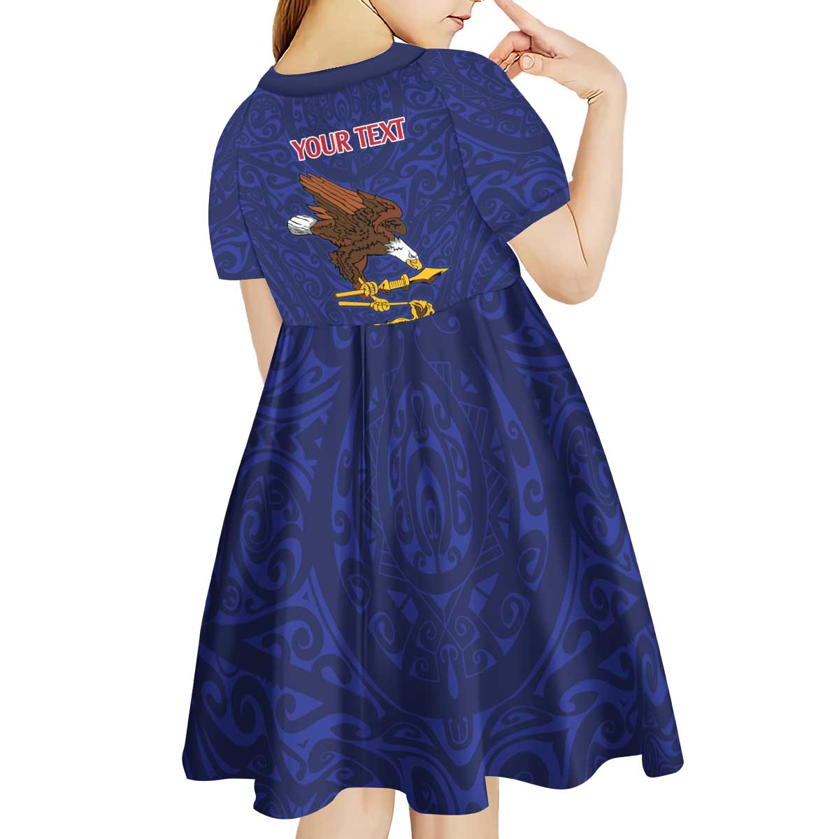 American Samoa Heart Tribal Personalized Kid Short Sleeve Dress Polynesian Patterns