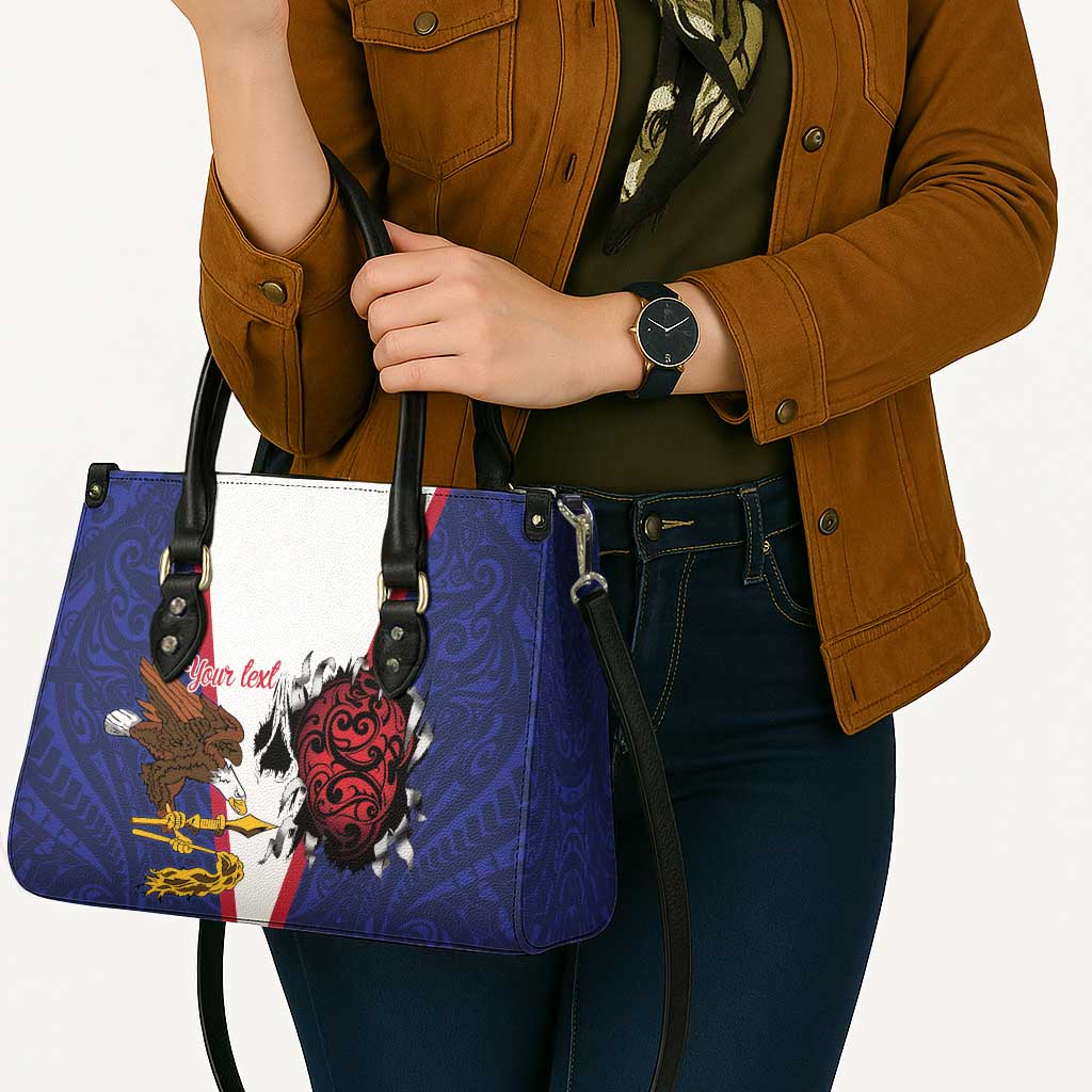 American Samoa Heart Tribal Personalized Leather Bag Polynesian Patterns LT9 - Polynesian Pride
