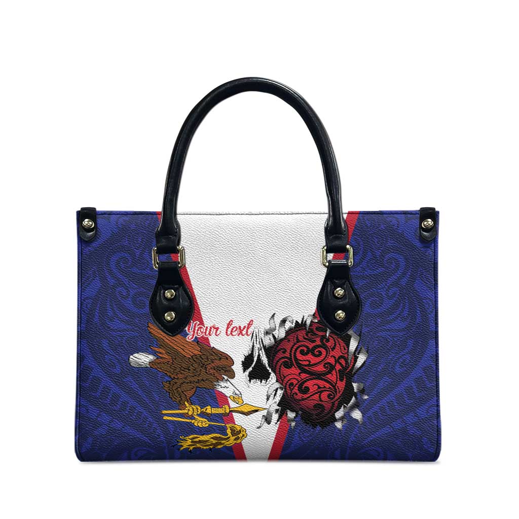 American Samoa Heart Tribal Personalized Leather Bag Polynesian Patterns LT9 - Polynesian Pride