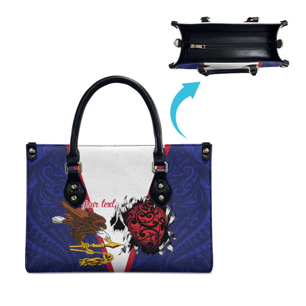 American Samoa Heart Tribal Personalized Leather Bag Polynesian Patterns LT9 - Polynesian Pride
