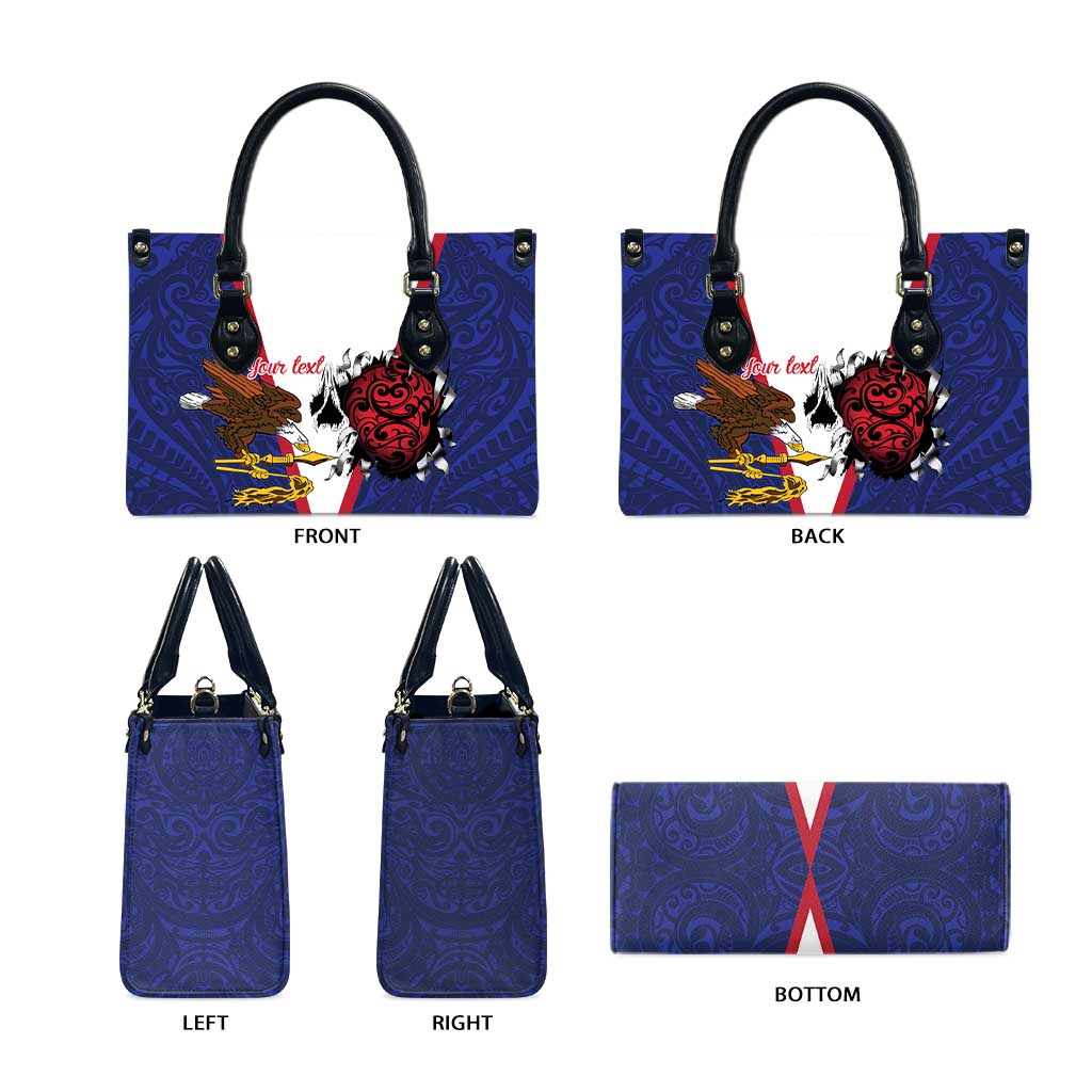 American Samoa Heart Tribal Personalized Leather Bag Polynesian Patterns LT9 - Polynesian Pride