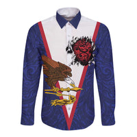 American Samoa Heart Tribal Personalized Long Sleeve Button Shirt Polynesian Patterns