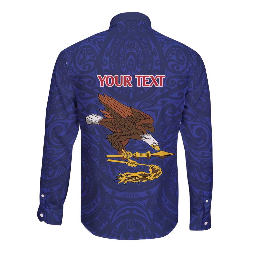 American Samoa Heart Tribal Personalized Long Sleeve Button Shirt Polynesian Patterns