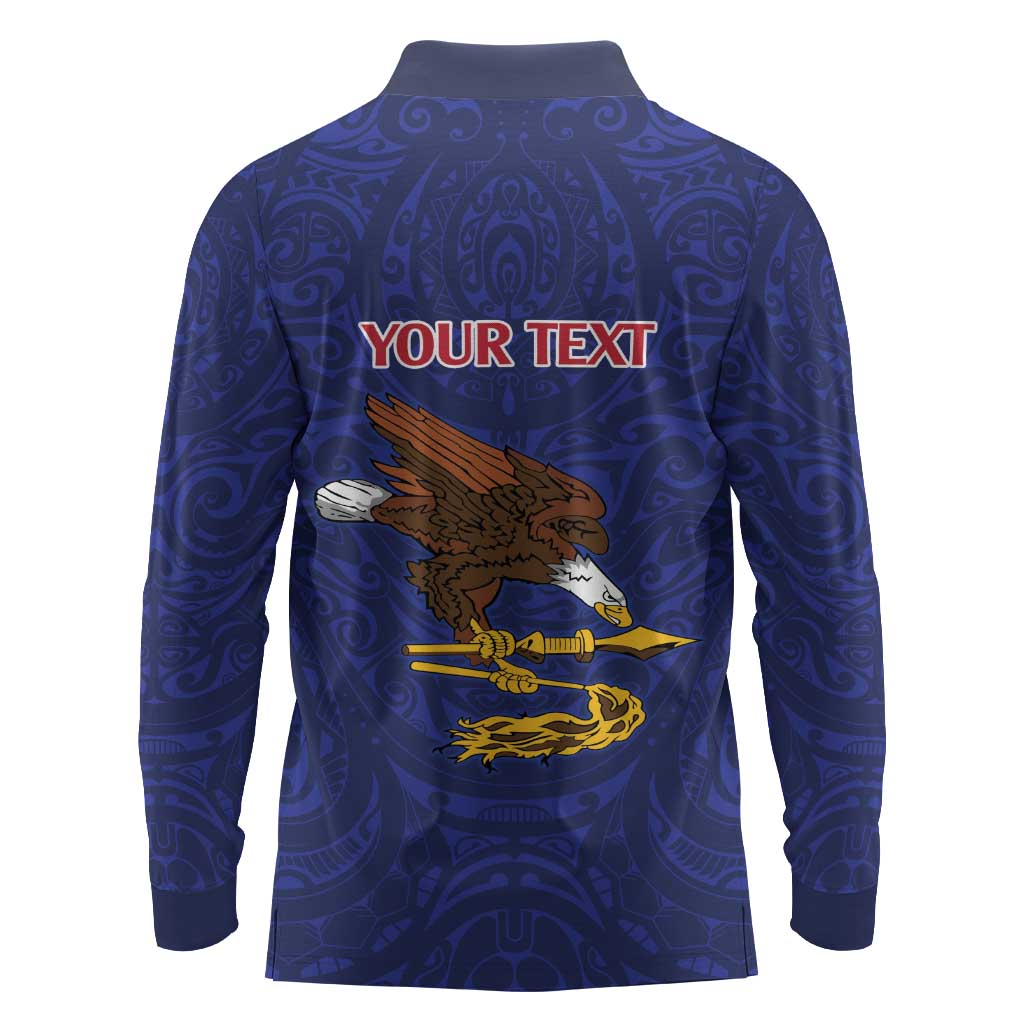 American Samoa Heart Tribal Personalized Long Sleeve Polo Shirt Polynesian Patterns LT9 - Polynesian Pride