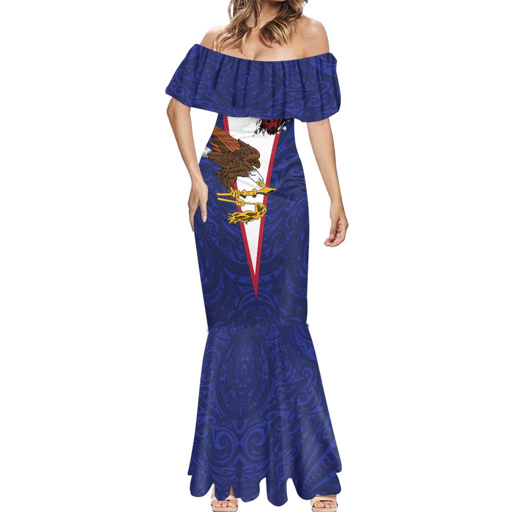 American Samoa Heart Tribal Personalized Mermaid Dress Polynesian Patterns LT9 - Polynesian Pride