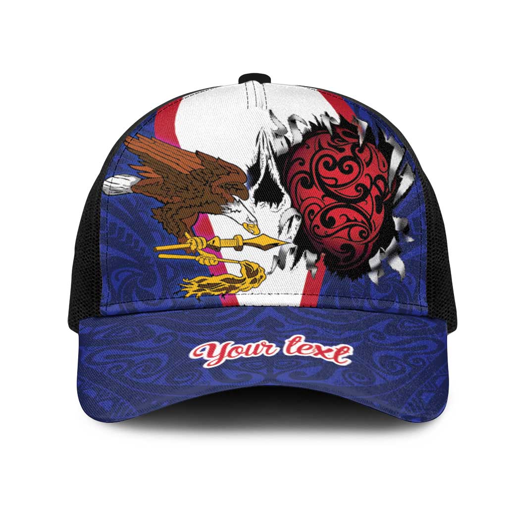 American Samoa Heart Tribal Personalized Mesh Trucker Cap Polynesian Patterns LT9 One Size Black Blue - Polynesian Pride
