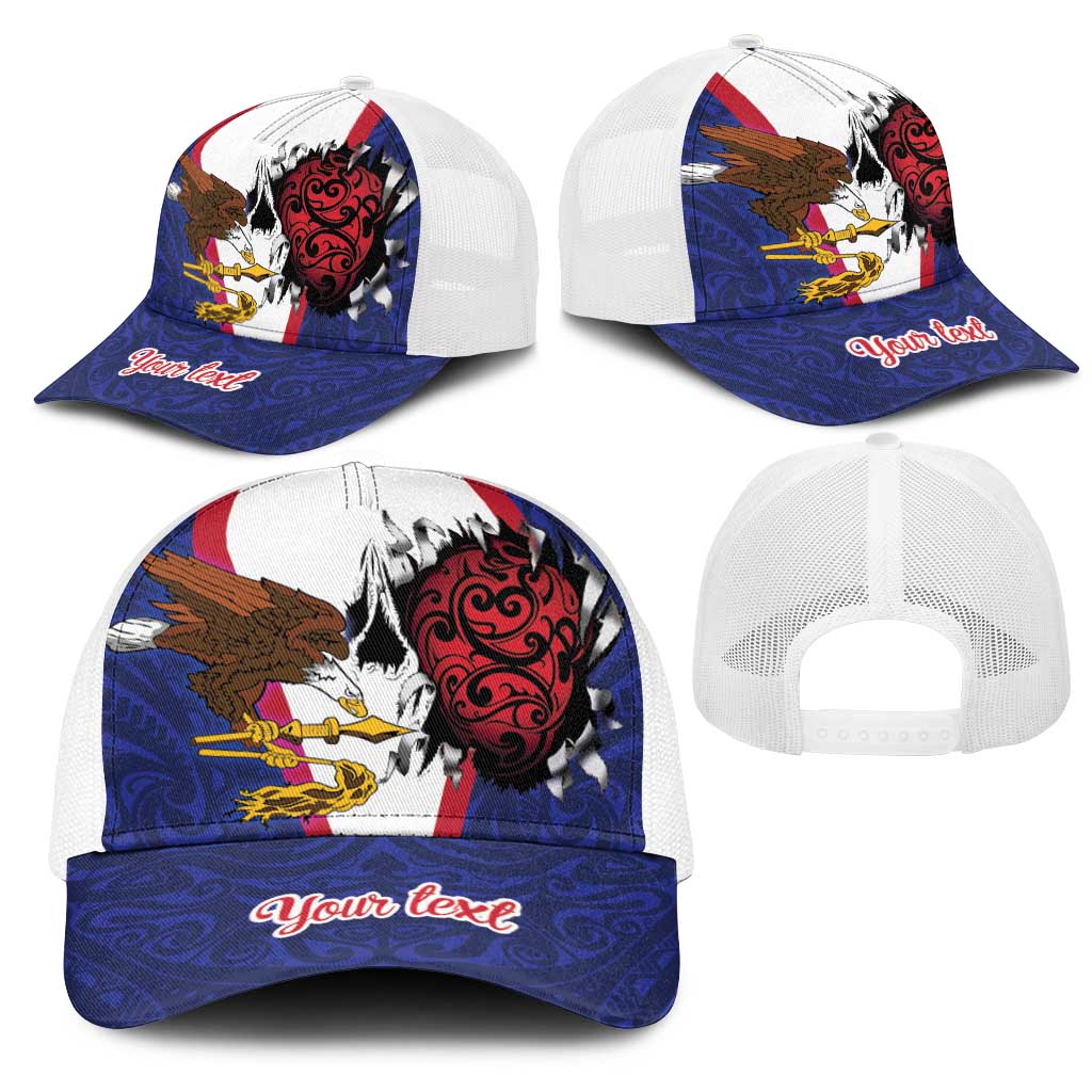 American Samoa Heart Tribal Personalized Mesh Trucker Cap Polynesian Patterns LT9 - Polynesian Pride