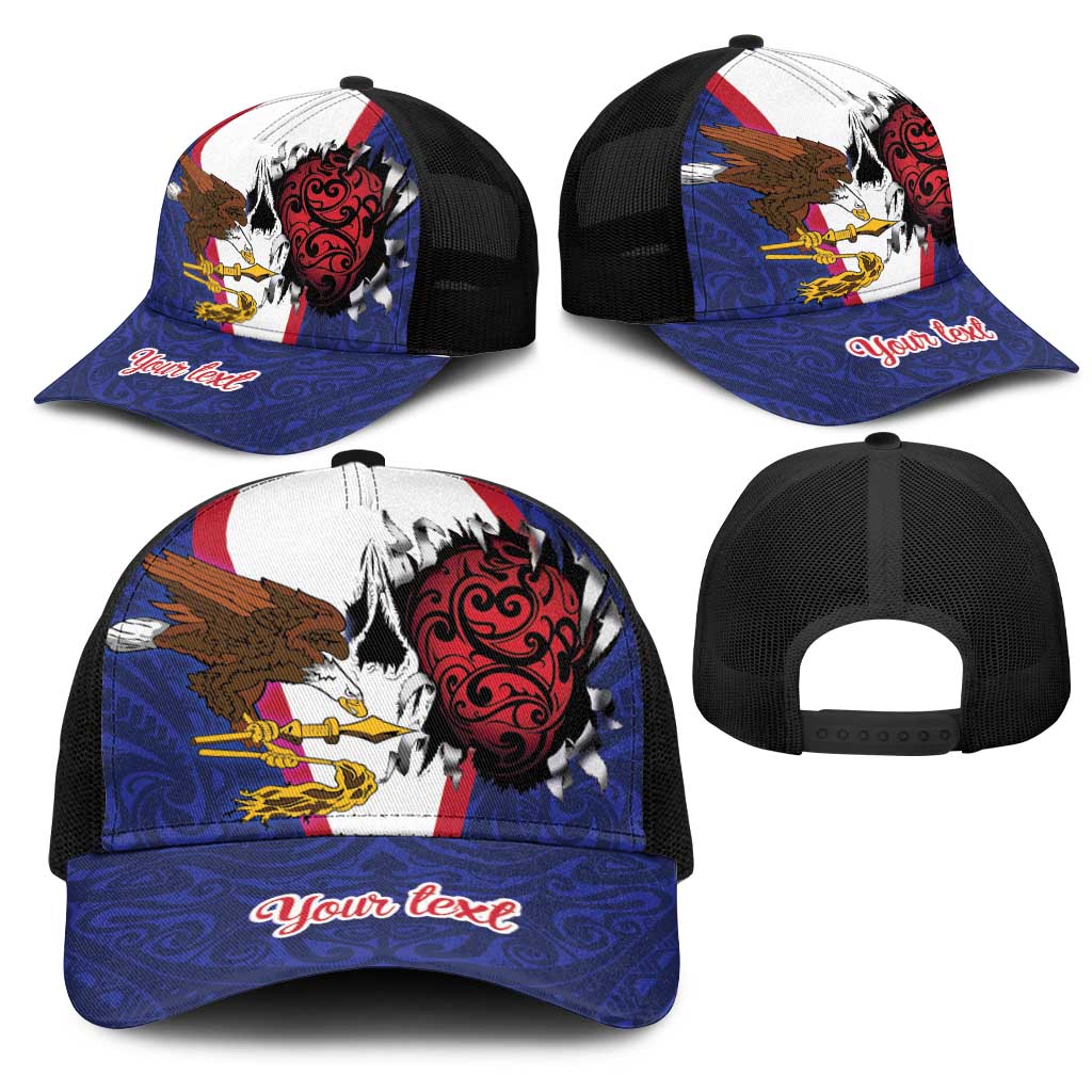 American Samoa Heart Tribal Personalized Mesh Trucker Cap Polynesian Patterns LT9 - Polynesian Pride