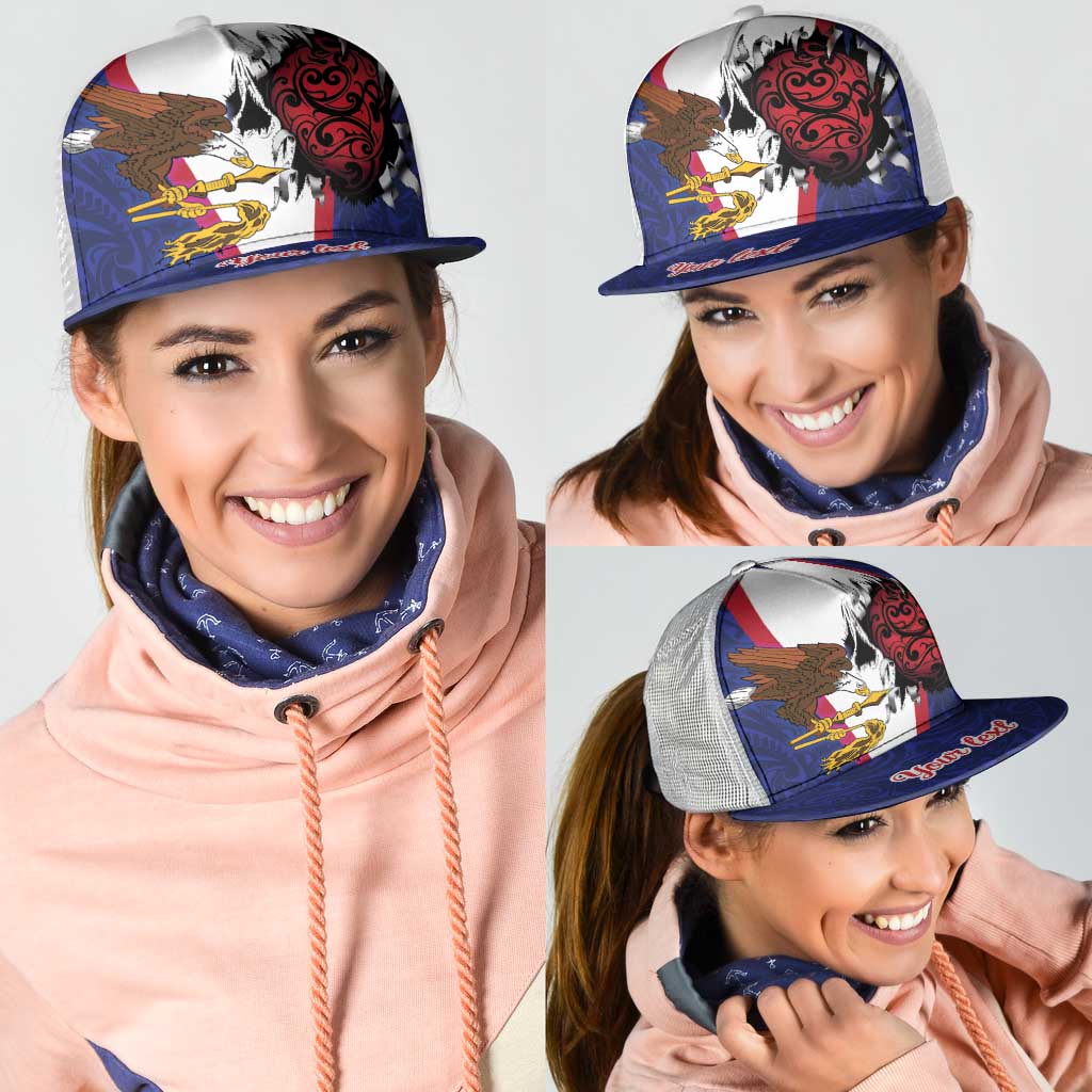 American Samoa Heart Tribal Personalized Mesh Trucker Cap Polynesian Patterns LT9 - Polynesian Pride